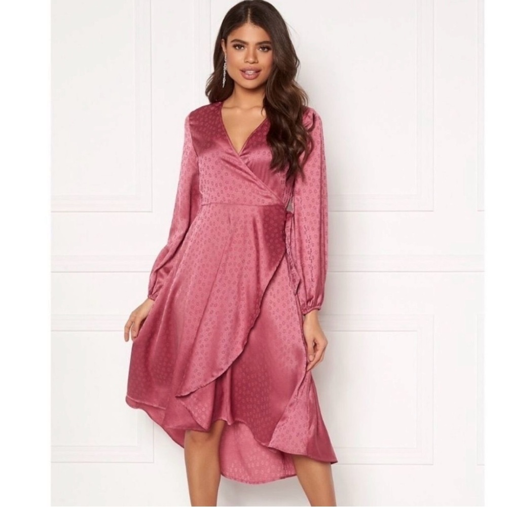 SAMSOE SAMSOE Floral Wrap Veneta Midi Dress Long Sleeve Heather Rose Womens XXS